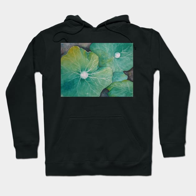 In Rosemary's Garden - Nasturtium Leaf with Dew Drops Hoodie by Heatherian